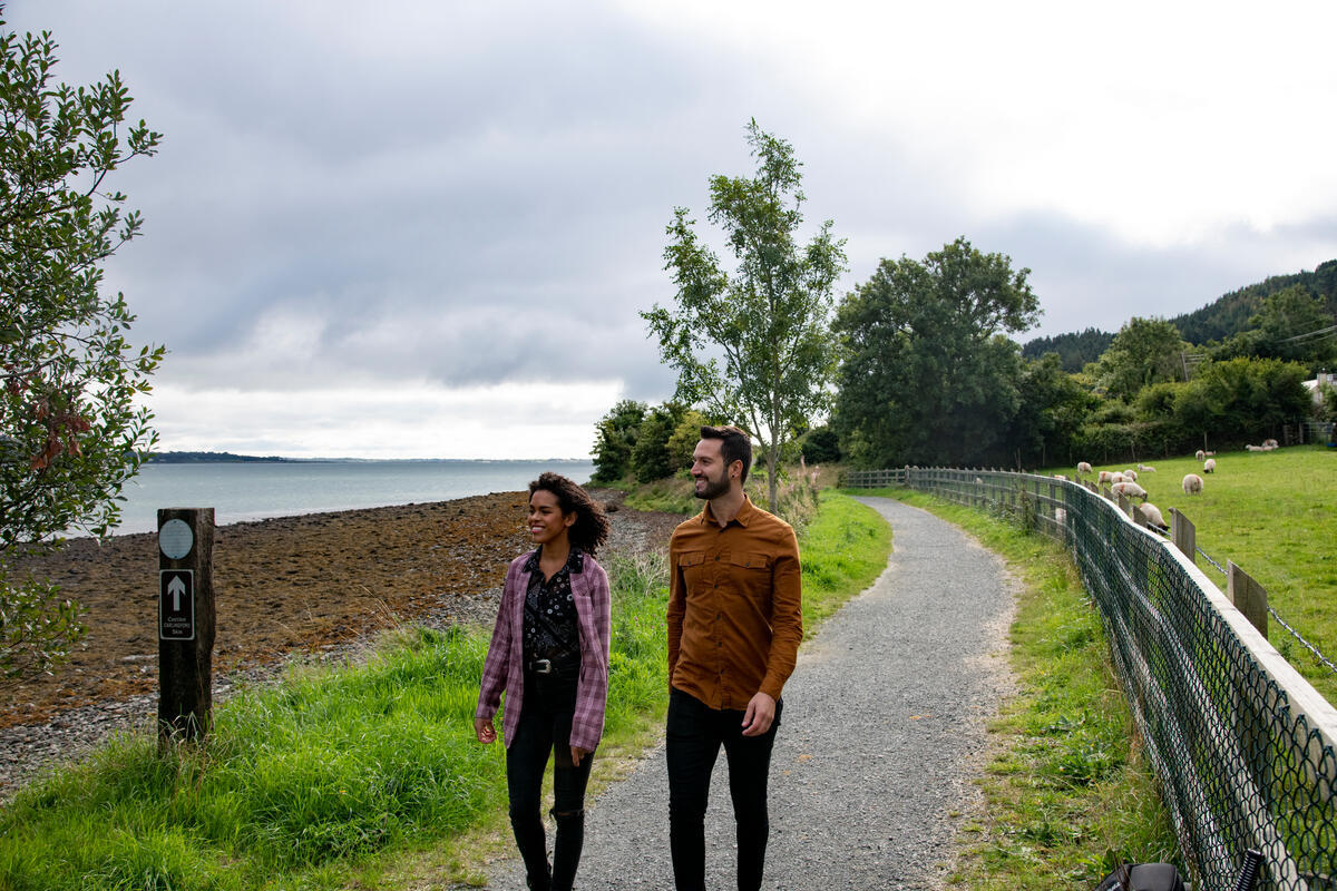 Couple walking the Carlingford Greenway, Co Louth
